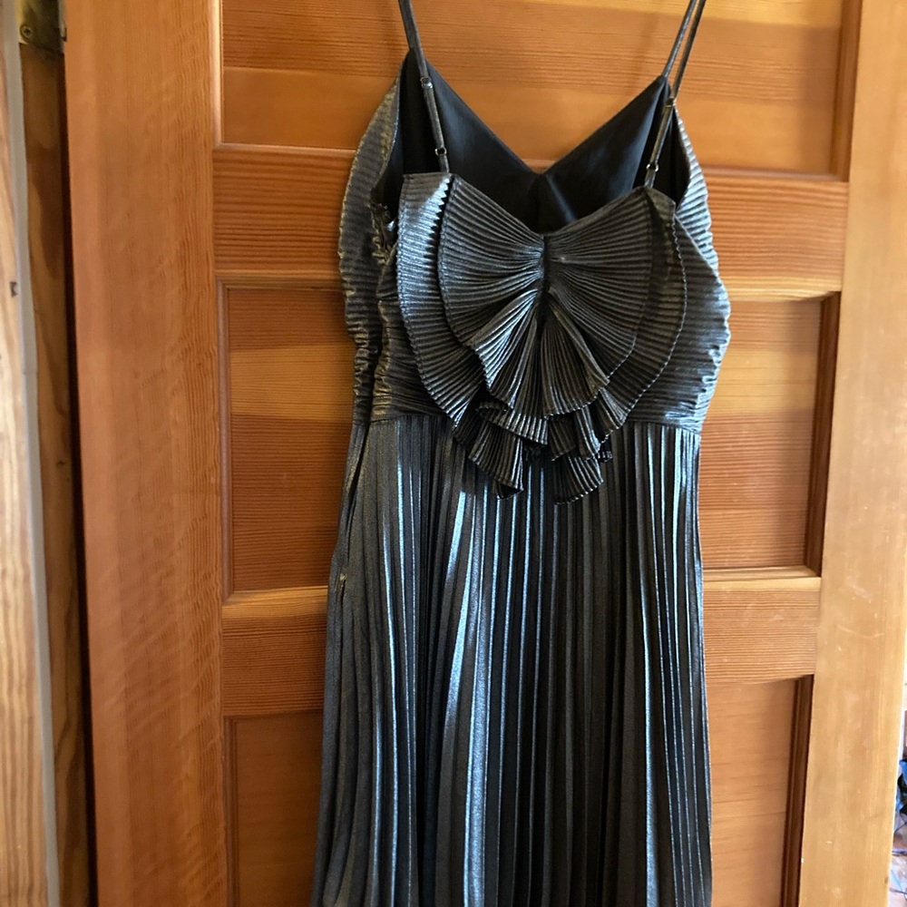 Zara Chic Metallic Pleated Party Dress